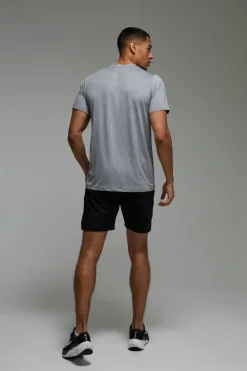 Flash Sale boohooMAN Man Active Mesh Marl Regular Fit T-shirt grey marl