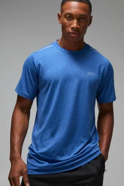 Online boohooMAN Man Active Mesh Marl Regular Fit T-shirt midnight