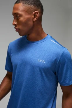 Online boohooMAN Man Active Mesh Marl Regular Fit T-shirt midnight