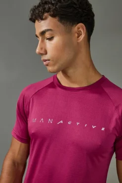 Cheap boohooMAN Man Active Muscle Fit Breathable Lightweight T-shirt berry