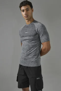 Cheap boohooMAN Man Active Muscle Fit Seamless Marl T-shirt charcoal