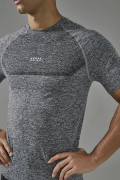 Cheap boohooMAN Man Active Muscle Fit Seamless Marl T-shirt charcoal