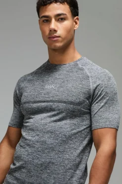 Discount boohooMAN Man Active Muscle Fit Seamless Marl T-shirt black