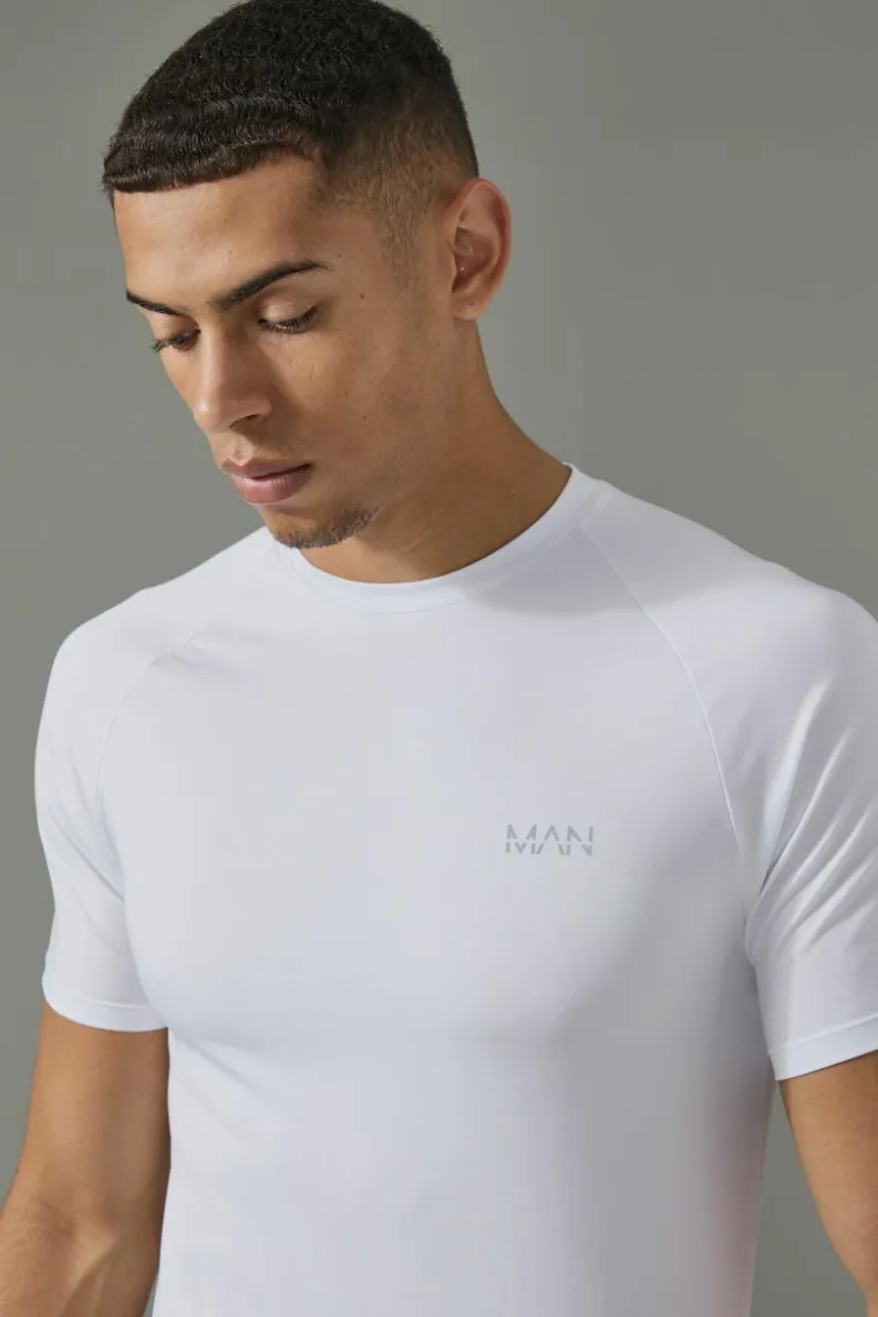 Outlet boohooMAN Man Active Muscle Fit T-shirt white
