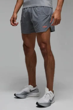 Discount boohooMAN Man Active Neon Logo 5inch Short charcoal