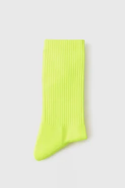 Flash Sale boohooMAN Man Active Neon Running Crew Sock yellow