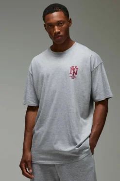 Store boohooMAN Man Active New York Athletics Man Oversized T-shirt grey marl