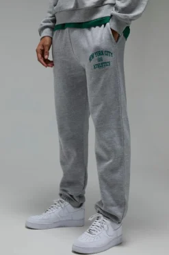 Online boohooMAN Man Active New York City Athletics Oversized Jogger grey marl