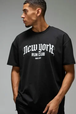 New boohooMAN Man Active New York Run Club black