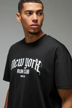 New boohooMAN Man Active New York Run Club black