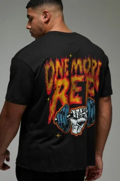 New boohooMAN Man Active One More Rep Graphic Oversized T-shirt black