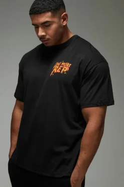 New boohooMAN Man Active One More Rep Graphic Oversized T-shirt black