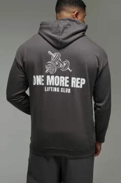 Fashion boohooMAN Man Active One More Rep Oversized Hoodie charcoal