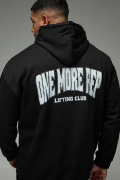 Best boohooMAN Man Active One More Rep Oversized Hoodie black