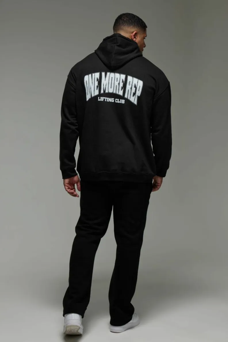 Best boohooMAN Man Active One More Rep Oversized Hoodie black