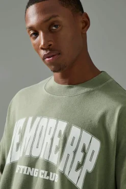Outlet boohooMAN Man Active One More Rep Oversized Over-dye T-shirt sage
