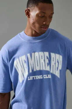 Best boohooMAN Man Active One More Rep Oversized Over-dye T-shirt blue