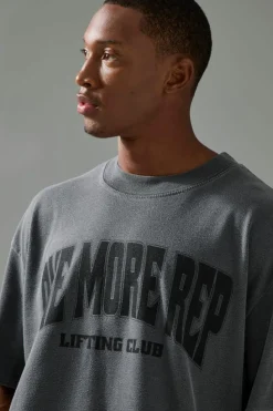 Hot boohooMAN Man Active One More Rep Oversized Over-dye T-shirt charcoal