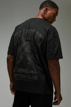 Fashion boohooMAN Man Active Oversized One More Rep Shark T-shirt black