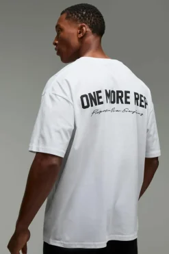 Fashion boohooMAN Man Active Oversized One More Rep T-shirt white