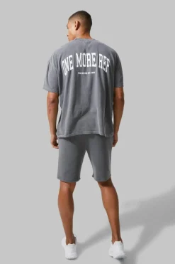 Shop boohooMAN Man Active Oversized Overdye Rep T-shirt charcoal