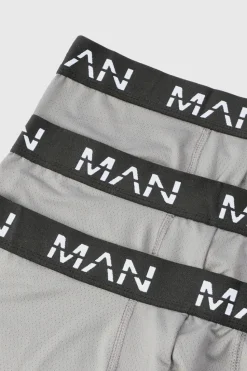 New boohooMAN Man Active Performance Boxer 3 pack charcoal