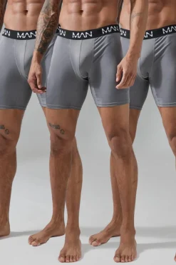 Outlet boohooMAN Man Active Performance 7inch Long 3 Pack Boxer grey