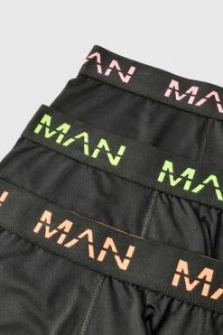 Discount boohooMAN Man Active Performance 3 Pack Boxer Neon Logo multi