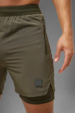 Cheap boohooMAN Man Active Performance Regular Fit 5inch 2-in-1 Shorts khaki
