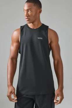 Discount boohooMAN Man Active Performance Regular Fit Tank black