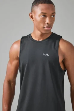 Discount boohooMAN Man Active Performance Regular Fit Tank black