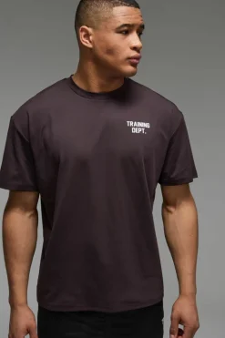 Discount boohooMAN Man Active Performance Training Dept. Oversized T-shirt dark brown