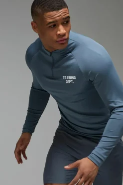Store boohooMAN Man Active Performance Training Dept. Muscle 1/4 Zip steel