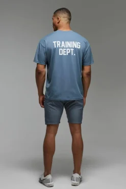 Best Sale boohooMAN Man Active Performance Training Dept. Oversized T-shirt steel