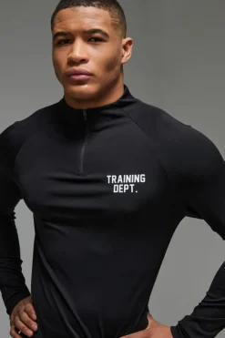 Clearance boohooMAN Man Active Performance Training Dept. Muscle 1/4 Zip black