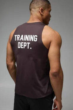 Fashion boohooMAN Man Active Performance Training Dept. Tank dark brown