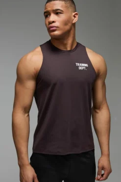 Fashion boohooMAN Man Active Performance Training Dept. Tank dark brown