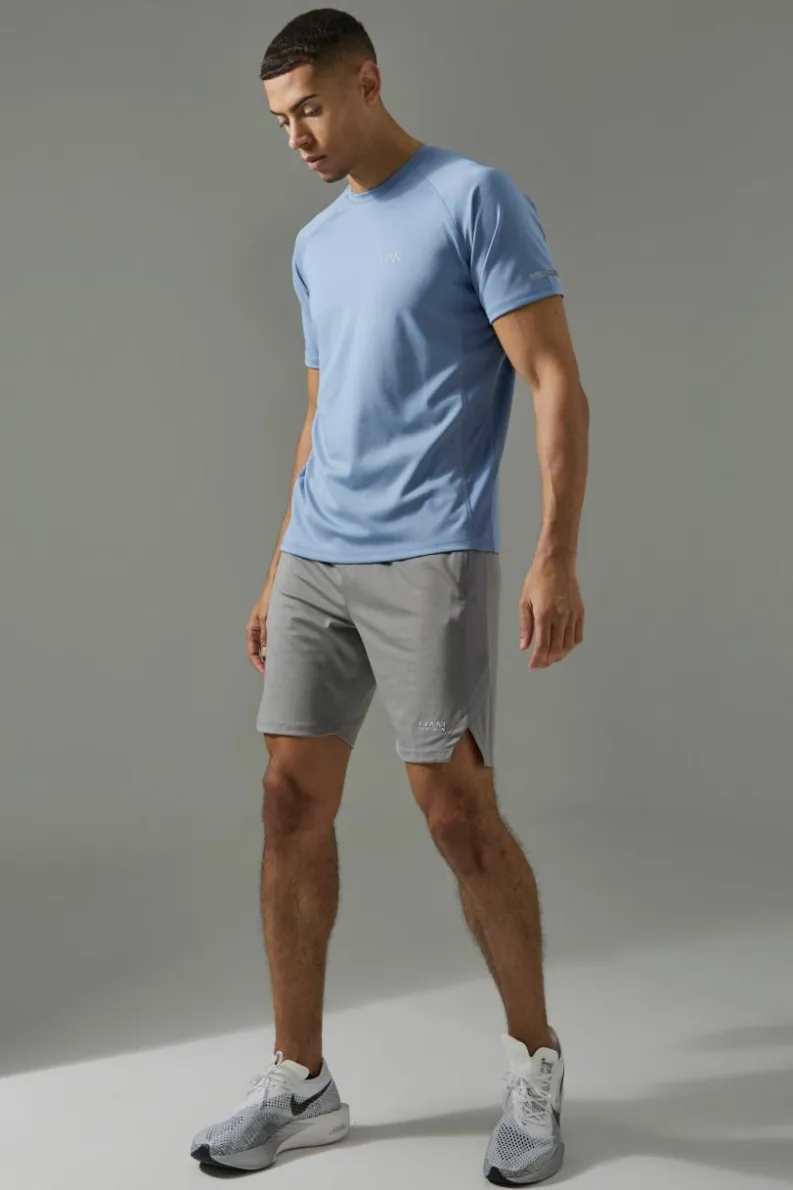 Discount boohooMAN Man Active Performance T Shirt & Short Set steel