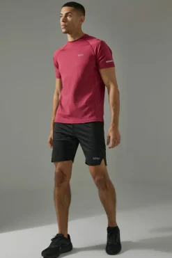 Cheap boohooMAN Man Active Performance T Shirt & Short Set berry