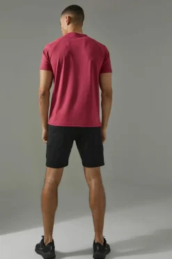 Cheap boohooMAN Man Active Performance T Shirt & Short Set berry
