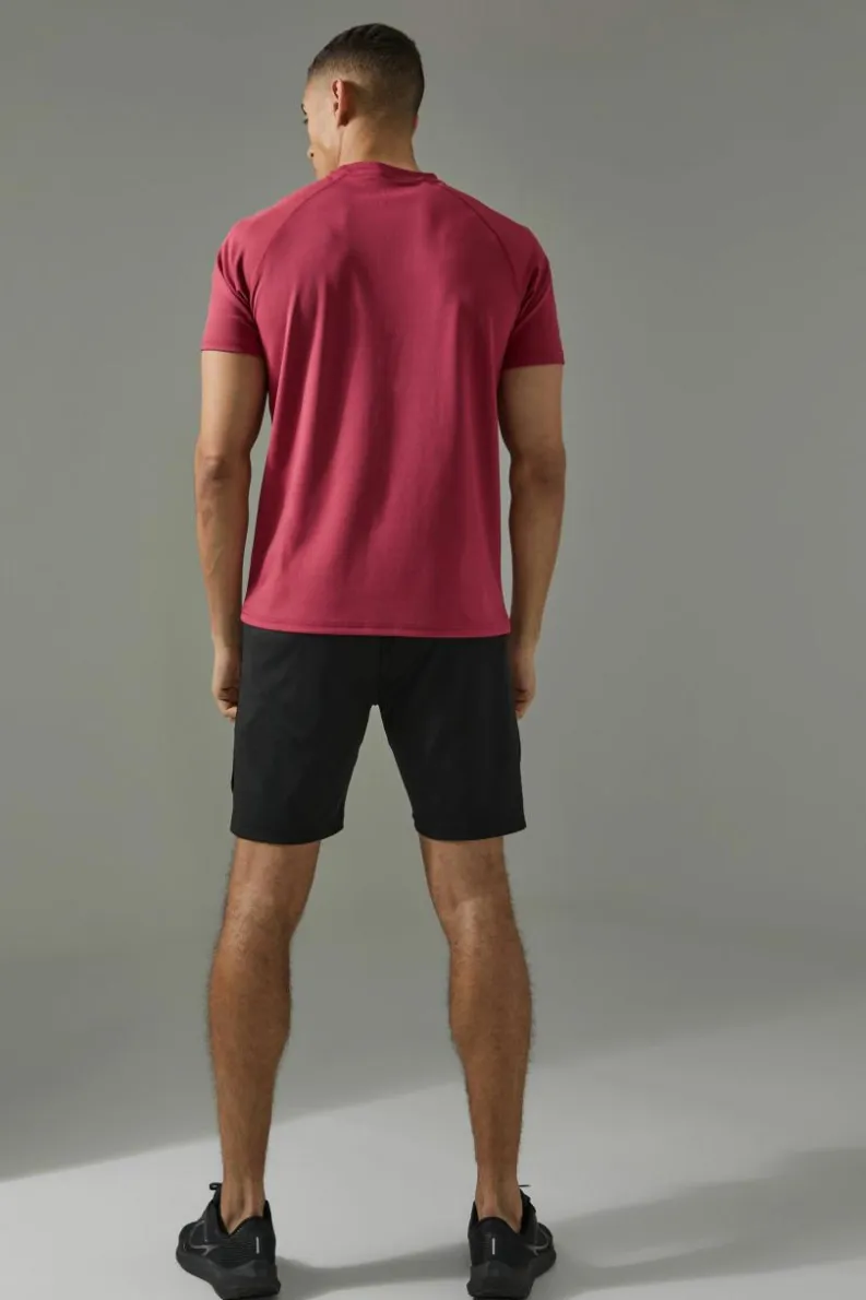 Cheap boohooMAN Man Active Performance T Shirt & Short Set berry
