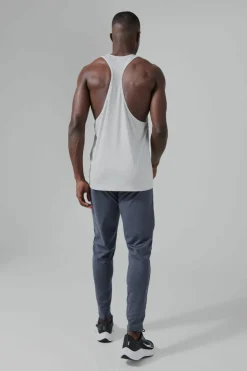 Cheap boohooMAN Man Active Poly Reg Fit Racer Vest silver