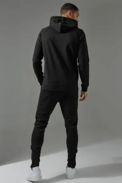 Best boohooMAN Man Active Pro Fleece Hoodie & Skinny Fit Jogger Tracksuit black