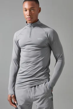 Best Sale boohooMAN Man Active Quarter Zip and Jogger Tracksuit charcoal