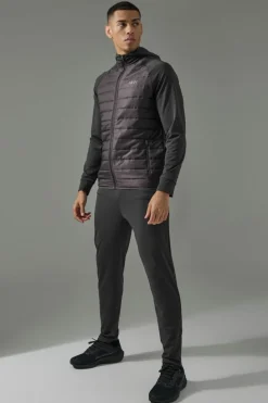 Best boohooMAN Man Active Quilted Hoodie and Tapered Jogger charcoal
