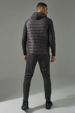 Best boohooMAN Man Active Quilted Hoodie and Tapered Jogger charcoal