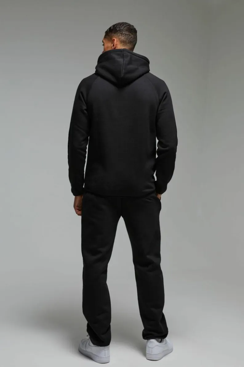Shop boohooMAN Man Active Regular Fit Badge Hoodie black