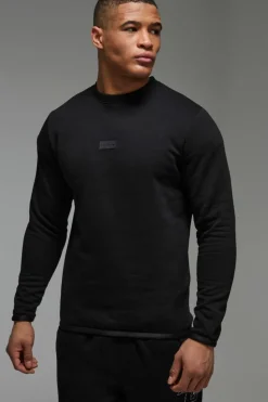 Best boohooMAN Man Active Regular Fit Badge Sweatshirt black