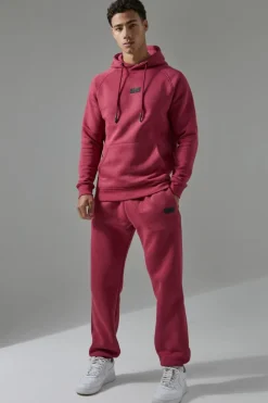 Discount boohooMAN Man Active Regular Fit Hoodie and Jogger Tracksuit berry