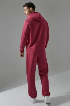 Discount boohooMAN Man Active Regular Fit Hoodie and Jogger Tracksuit berry